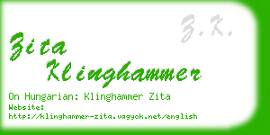 zita klinghammer business card